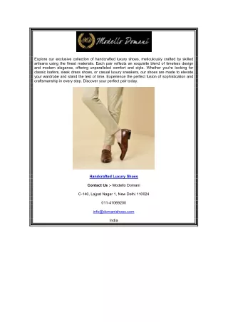 Handcrafted Luxury Shoes - Exquisite Craftsmanship & Timeless Style