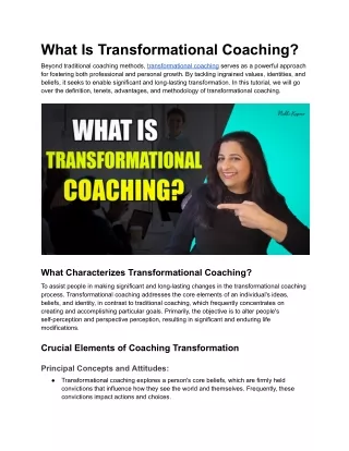 what is transformational coaching