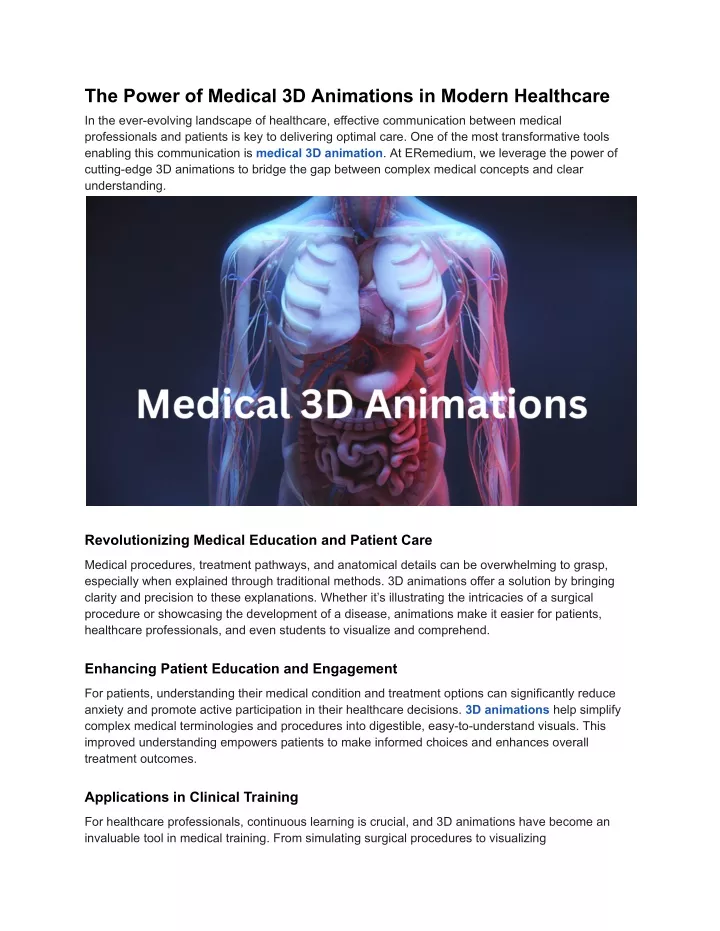 the power of medical 3d animations in modern