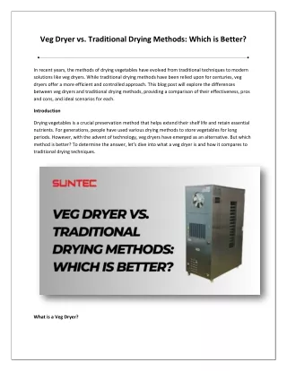 veg dryer vs traditional drying methods which