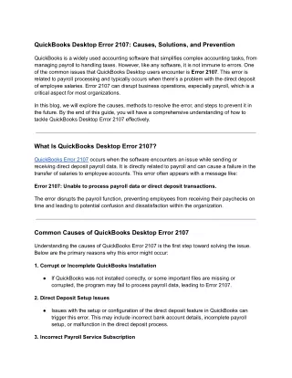 quickbooks desktop error 2107 causes solutions