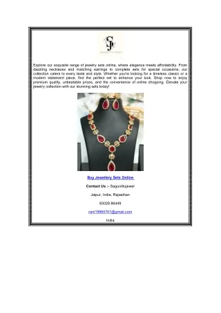 Elegant Jewelry Sets Online  Stylish & Affordable Options