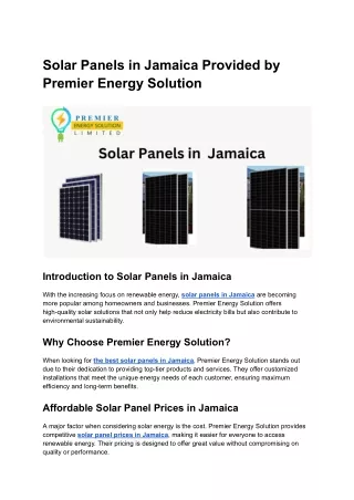 solar panels in jamaica provided by premier