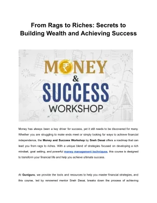 From Rags to Riches: Secrets to Building Wealth and Achieving Success