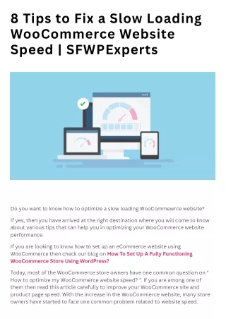 8 Tips to Fix a Slow Loading WooCommerce Website Speed