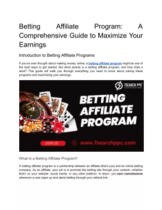 Betting Affiliate Program