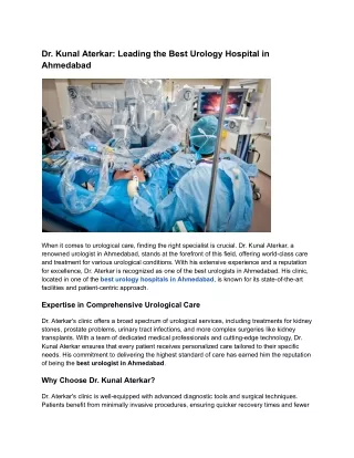 Dr. Kunal Aterkar_ Leading the Best Urology Hospital in Ahmedabad
