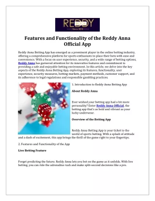features and functionality of the reddy anna
