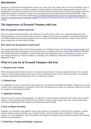 The Science behind the Best Prenatal Vitamins with Iron: What to Look for in a P