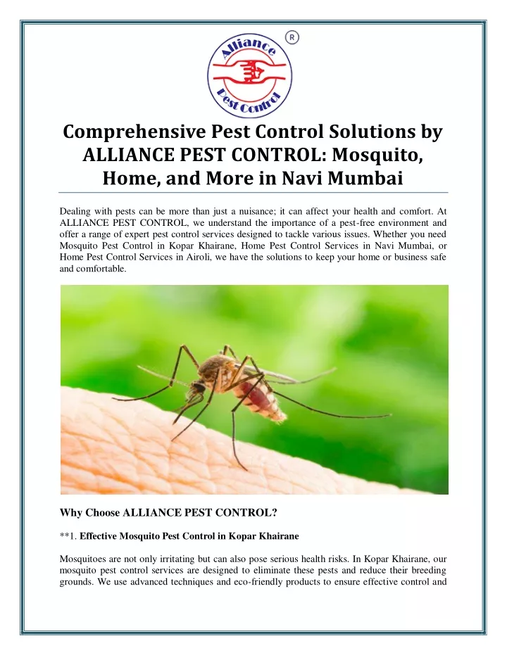 comprehensive pest control solutions by alliance