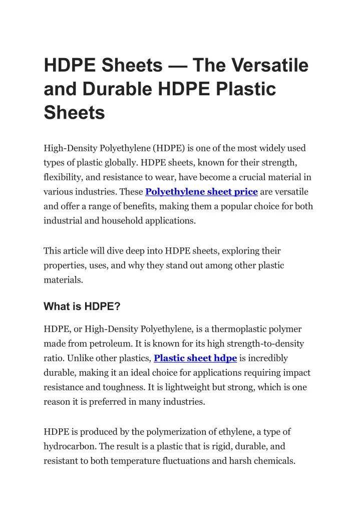 hdpe sheets the versatile and durable hdpe