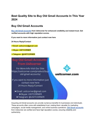 Best Quality Site to Buy Old Gmail Accounts In This Year 2024
