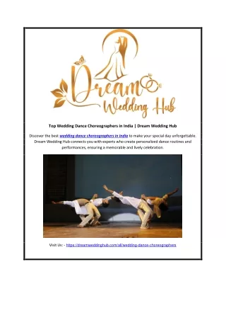 Top Wedding Dance Choreographers in India