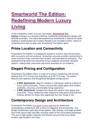 smartworld the edition redefining modern luxury