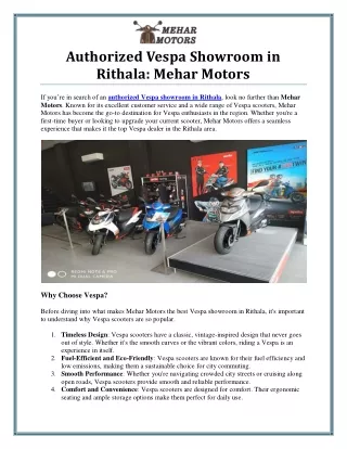 authorized vespa showroom in rithala mehar motors