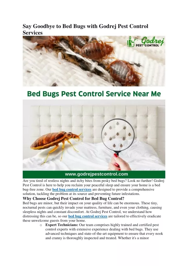 say goodbye to bed bugs with godrej pest control