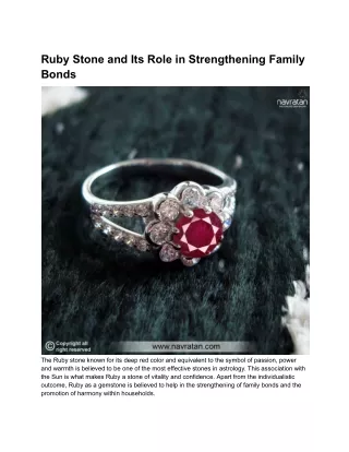 Ruby Stone and Its Role in Strengthening Family Bonds