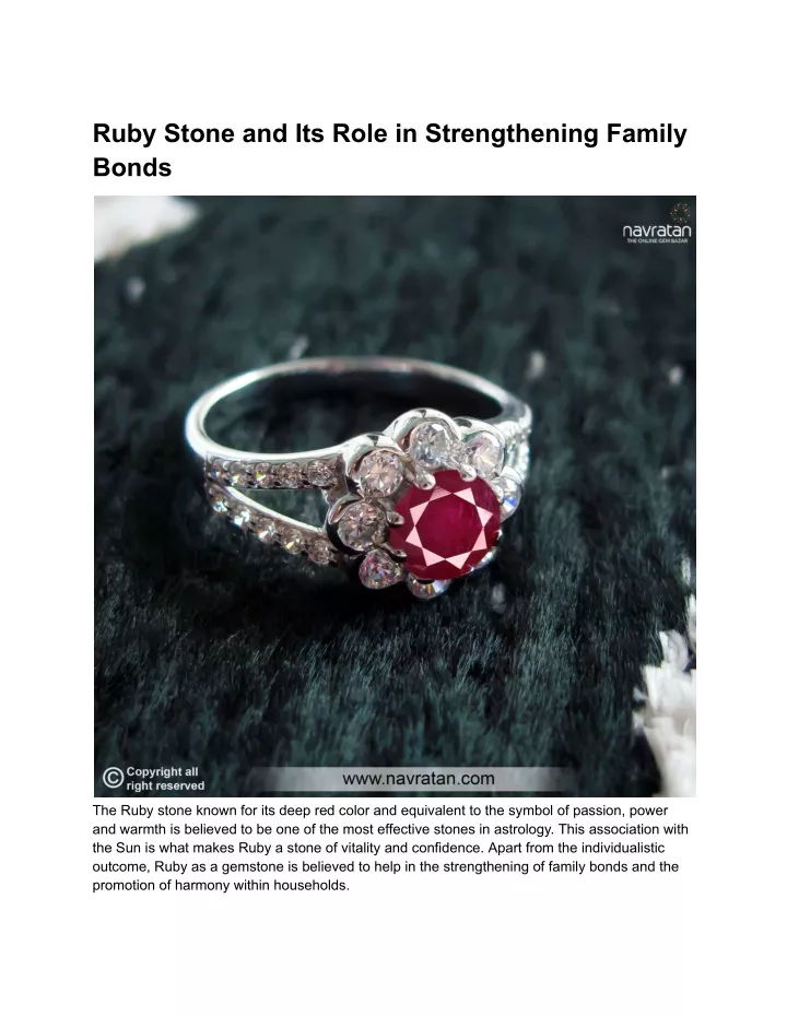 ruby stone and its role in strengthening family