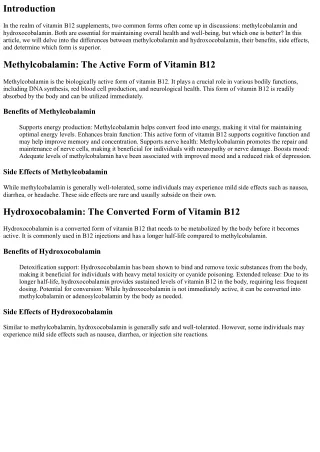 Methylcobalamin vs Hydroxocobalamin: Which is Better?