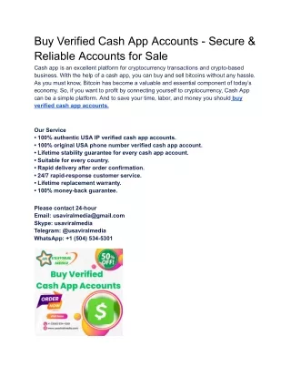 Buy Verified Cash App Accounts - Secure & Reliable Accounts for Sale