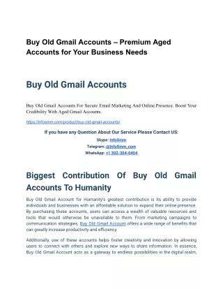 Buy Old Gmail Accounts - Reliable & Verified