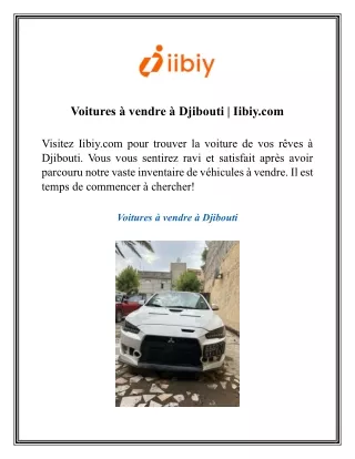 Voitures à vendre à Djibouti  Iibiy.com