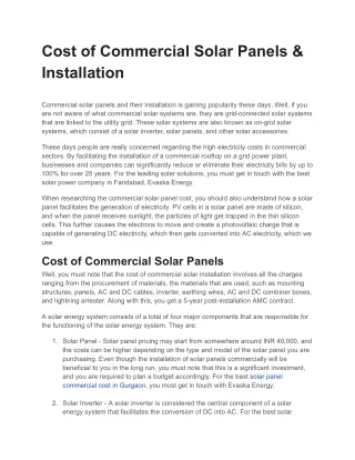 Cost of Commercial Solar Panels & Installation