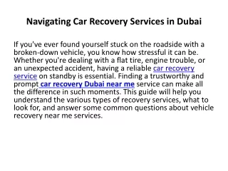 navigating car recovery services in dubai