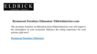 Restaurant Furniture Edmonton  Eldrickinteriors.com