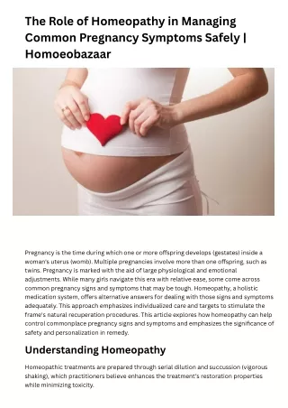 The Role of Homeopathy in Managing Common Pregnancy Symptoms Safely  Homoeobazaar