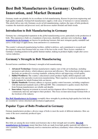 Best Bolt Exporters in Germany Akbarali Enterprises
