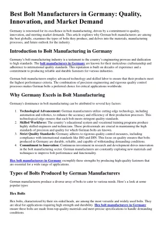 Best Bolt Manufacturers in Germany Akbarali Enterprises
