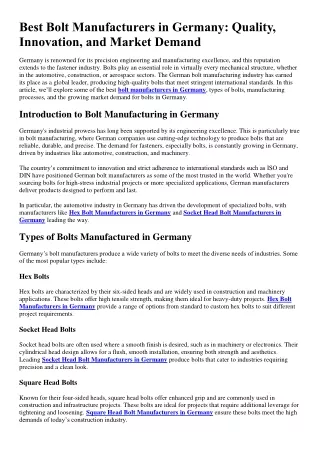 Best Bolt Stockiest in Germany Akbarali Enterprises