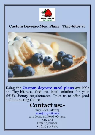 Custom Daycare Meal Plans  Tiny-bites.ca