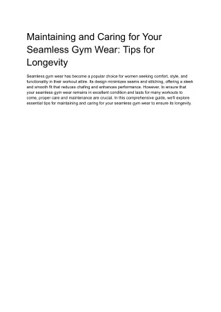 Maintaining and Caring for Your Seamless Gym Wear_ Tips for Longevity