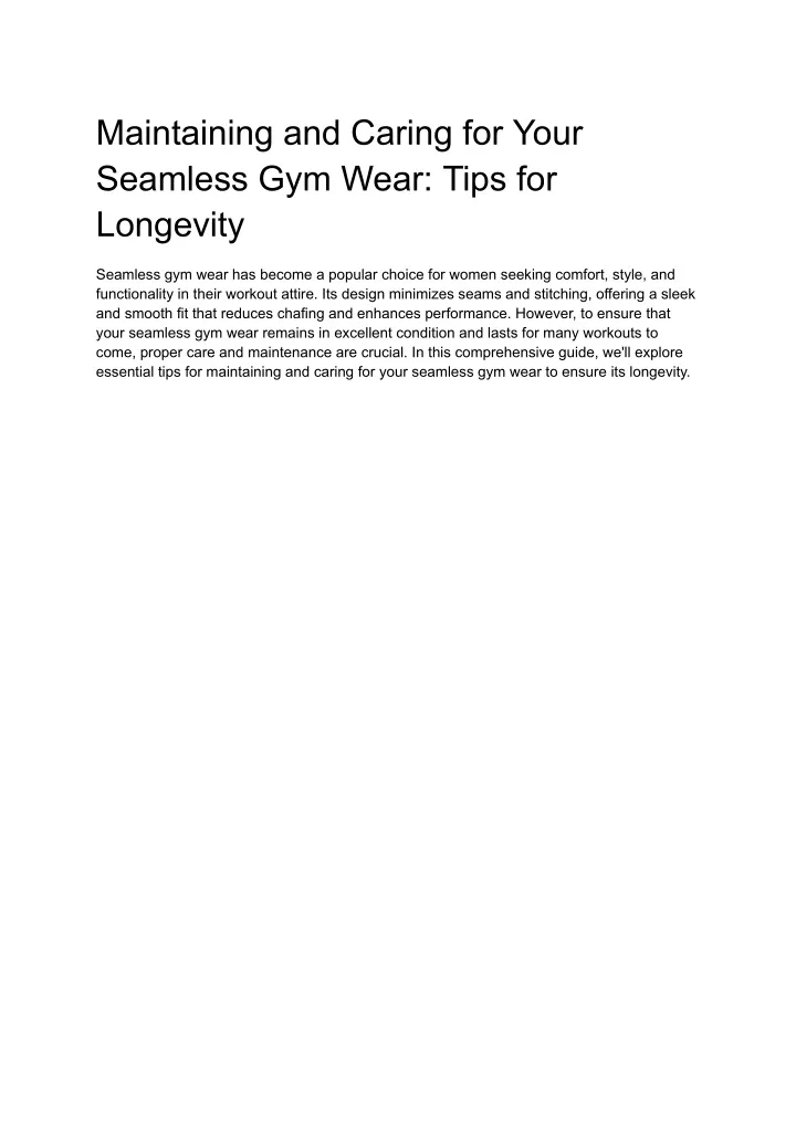 maintaining and caring for your seamless gym wear