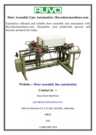 door assembly line automation ruvodoormachines com