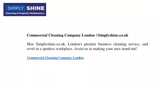 Commercial Cleaning Company London  Simplyshine.co.uk