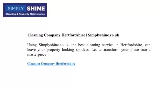 Cleaning Company Hertfordshire  Simplyshine.co.uk