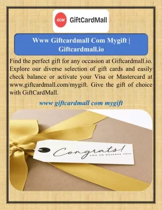 Www Giftcardmall Com Mygift    Giftcardmall.io