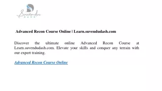 advanced recon course online learn suvendudash com