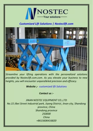 Customized Lift Solutions  Nosteclift.com