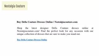 Buy Della Couture Dresses Online  Nostalgiacouture.com