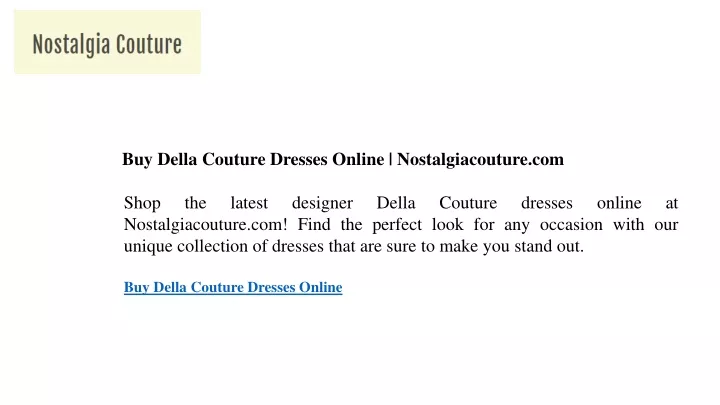 buy della couture dresses online nostalgiacouture