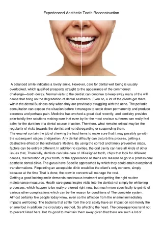 experienced aesthetic tooth reconstruction