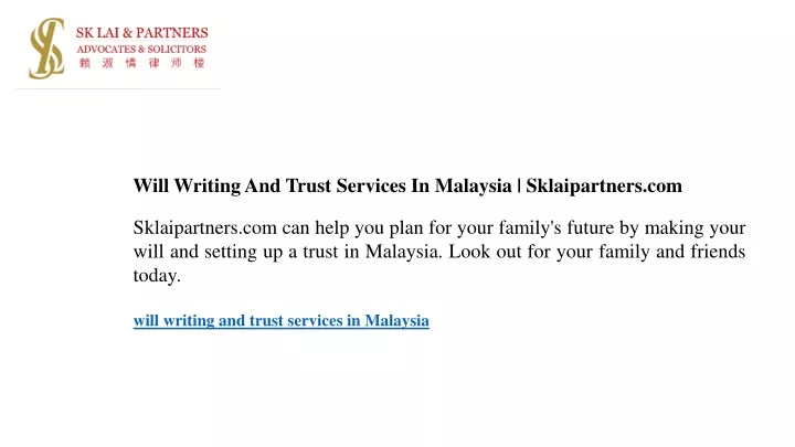 will writing and trust services in malaysia