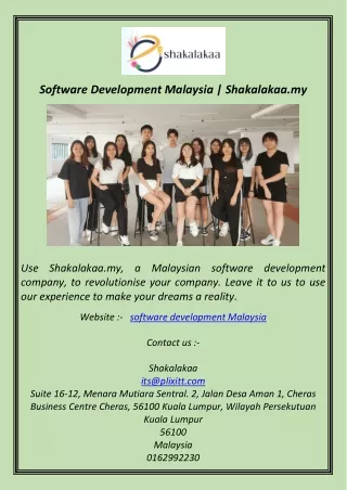 Software Development Malaysia  Shakalakaa.my