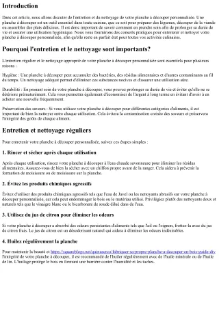 Entretien et Nettoyage de Votre Planche à Découper Personnalisée