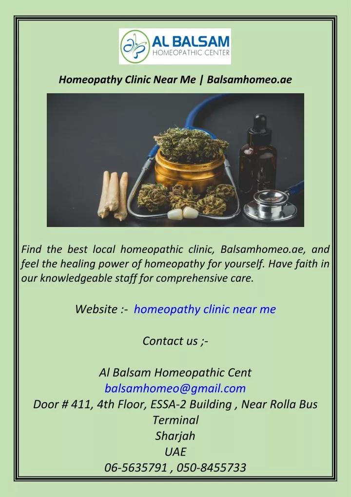 homeopathy clinic near me balsamhomeo ae