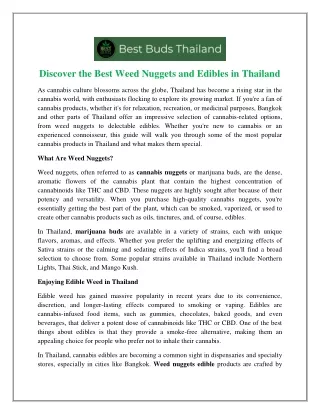 Best Weed Nuggets and Edibles in Thailand